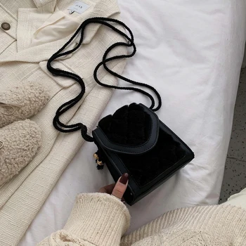 

bags for women 2020 new mini handbags fashion ins super fire messenger bag wallet simple style plush women bag mobile phone bag