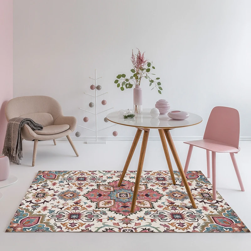 

Retro Flower Living Room Carpet Moroccan Bedroom Carpet Sofa Coffee Table Carpet Study Floor Mat Restaurant Nordic Carpet