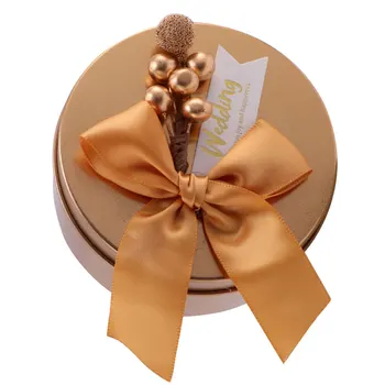 

6pcs Round Candy Box Golden Iron Candy Container for Party Banquet