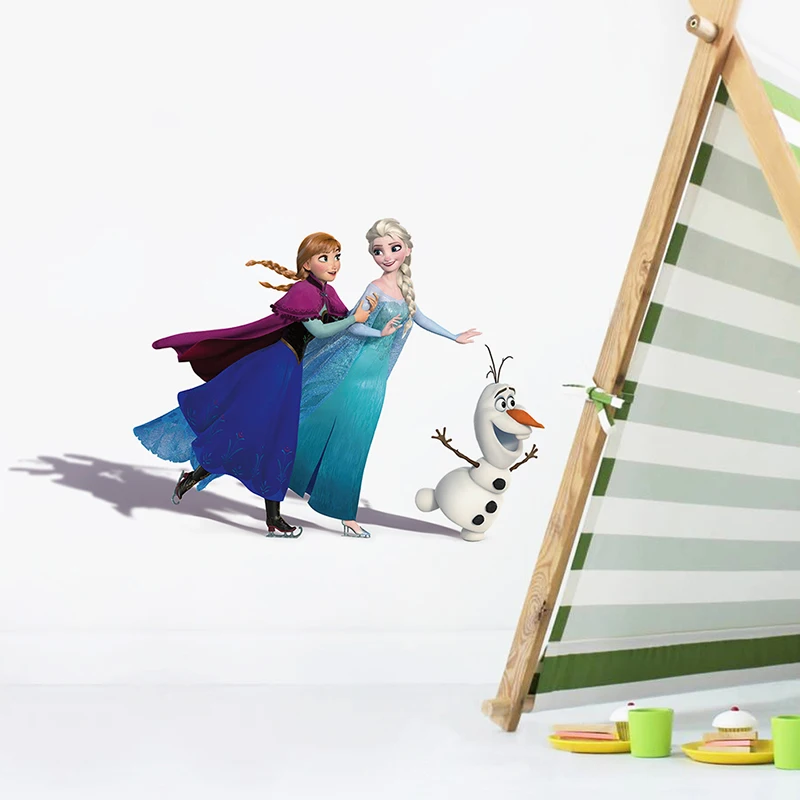 Disney Frozen 2 Elsa Anna Princess Olaf Skating Wall Stickers For Home Decor Kids Rooms Wall Art Funny Cartoon Movie PVC Decals Disney Frozen 2 Elsa Anna Princess Olaf Skating Wall Stickers For Home Decor Kids Rooms Wall Art Funny Cartoon Movie PVC Decals