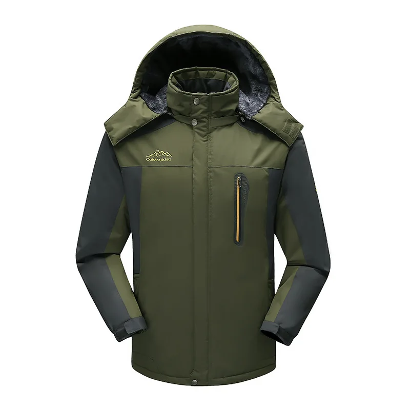 Army green Мужские флисовые военные зимние куртки теплый плащ плотное пальто ветронепроницаемая Водонепроницаемая ветровка верхняя одежда пуховая парка размера плюс 9XL - Цвет: Army green