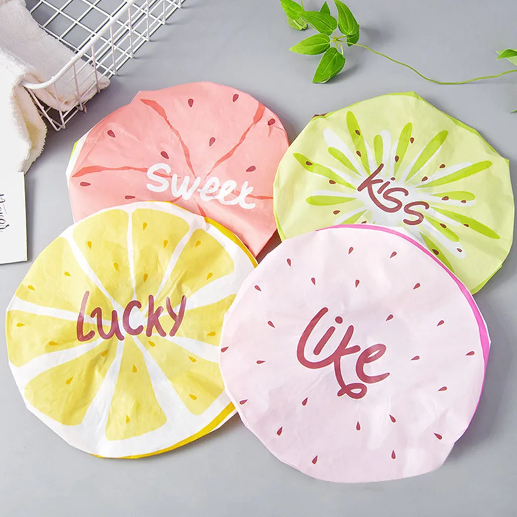 

Cute Cartoon Shower Cap 2019 New Fruit Pattern Waterproof Adult Shower Cap Bathing Cap shower hat hair bonnet bathroom tool