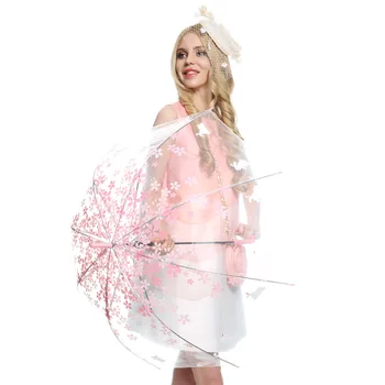 

Simanfei Princess Umbrella Pink Cherry Rabbit Transparent Umbrella Male Female Queen Sun Shade Clear Umbrella Rain Women Kids