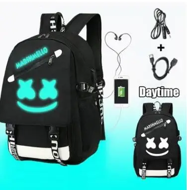 DJ Marshmallow рюкзак Многофункциональный USB зарядка для подростков мальчиков студенческих девочек школьные сумки Дорожная светящаяся сумка для ноутбука - Color: 8