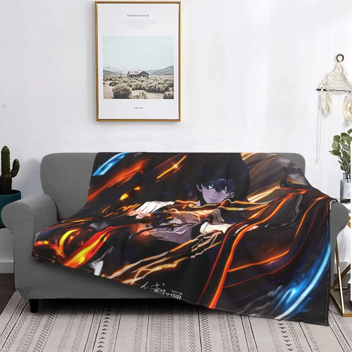 

Anime - Solo Leveling Blankets Fleece Decoration Ultra-Soft Throw Blankets for Bedding Bedroom Plush Thin Quilt