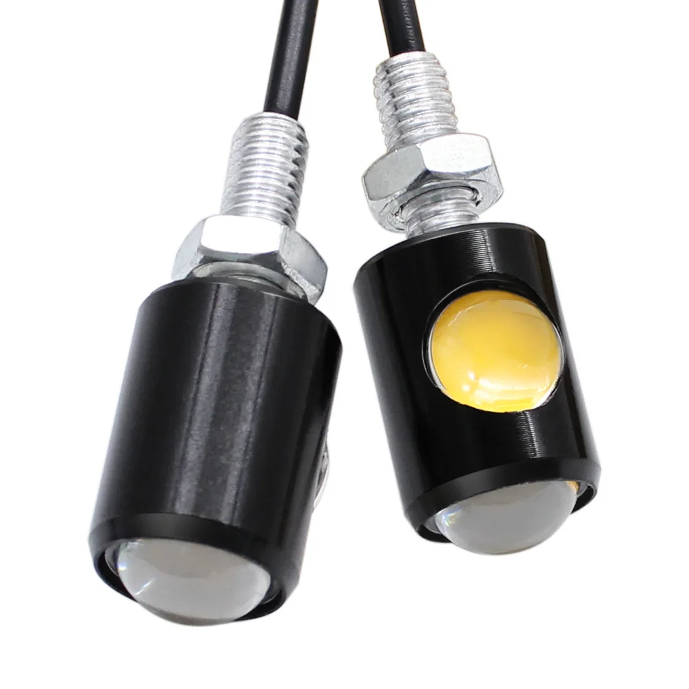 Universal 2pcs Motorcycle LED Mini Turn Signal Indicator  Eagle Eye Shape DC 12V White Yellow Indicators  for Kawasaki Honda KTM