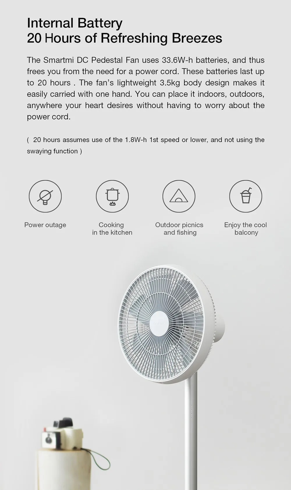 Smartmi 2S напольный вентилятор DC преобразования частоты напольные вентиляторы домашний перезаряжаемый портативный кондиционер естественный ветер