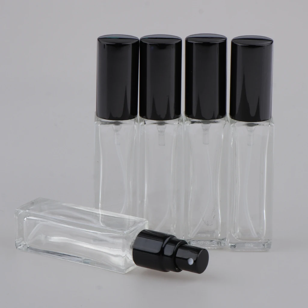 5pcs Spray Bottles Refillable Cosmetic Bottle Portable Perfume Container Travel  with 13 Teeth Screw Lid