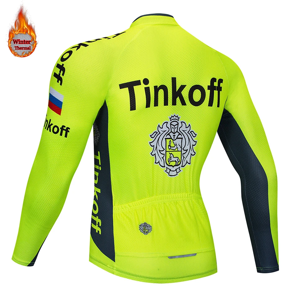 Tinkoff велосипедная майка Pro Team, зимний теплый флисовый комплект с длинным рукавом, Ropa Ciclismo, велосипедный триатлон, комплект для велоспорта