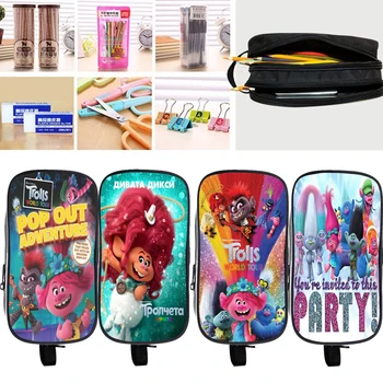 

Cute Trolls World Tour Pencil Case for School Large Capacity Pen Bag Creative Stationery Pouch Office Supply Makeup Cosmetic Bag
