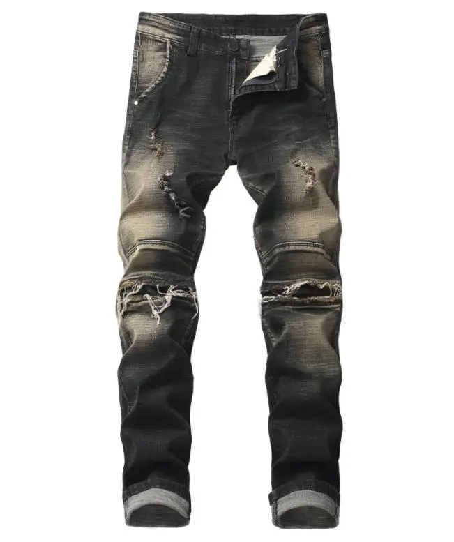 

Брендовые винтажные новые дизайнерские зауженные рваные мужские рваные джинсы в стиле Хай-стрит рваные джинсы с дырками