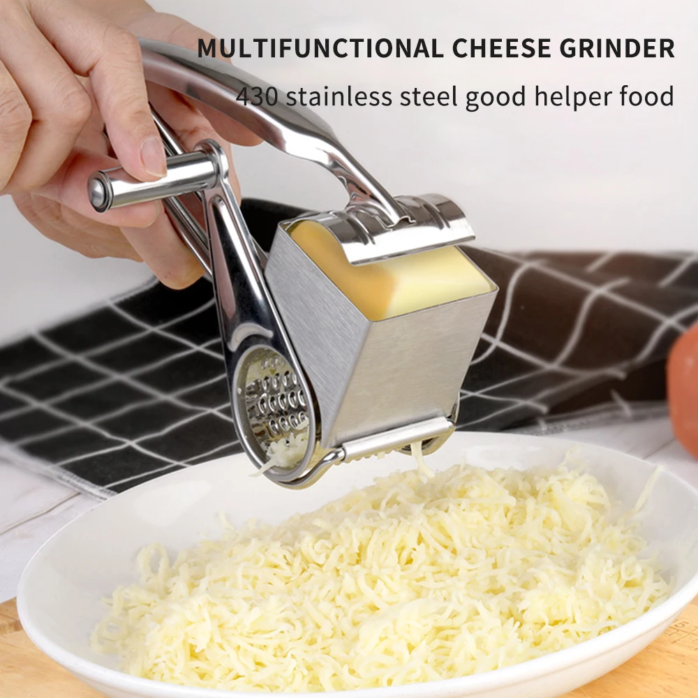 

Rotary Cheese Grater Stainless Steel Cheese Shredder Multifunction Cheese Slicers Garlic Grinder Kitchen Gadget Cheese Tool