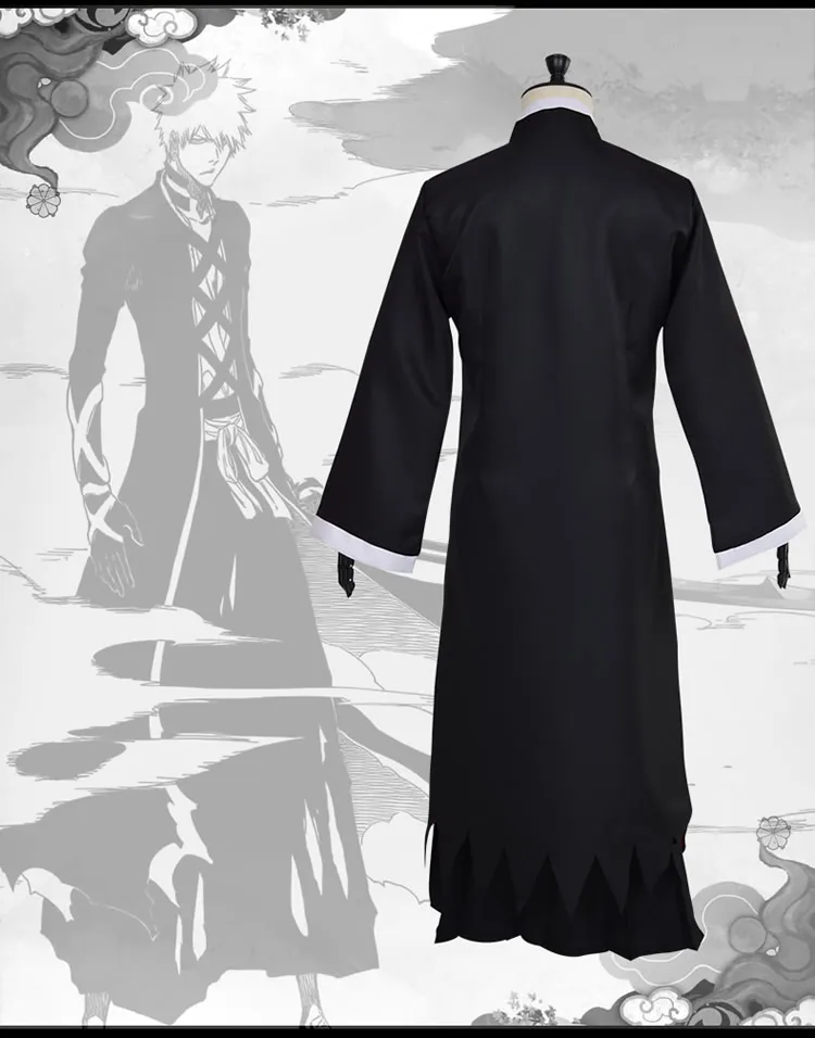 Cosplay Verkleidung Bleach Ichigo Kurosaki Shinigami Death Kostüm Black Mantel 