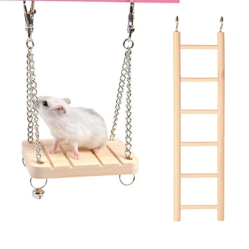 Bird Wooden Ladder Toys,Steps Stairs Climbing Swing Bridge Flexible Bent Wooden Ladder Toy for Pet Hamster Parakeet Budgie Cockatiel Conure Trainning 