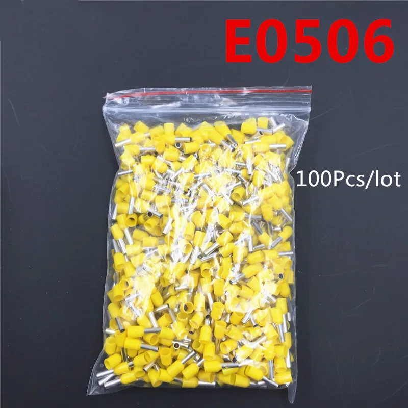 100 шт. E0506 изоляционная Изолированная клемма 0 5 мм2 22AWG Кабельный соединитель для