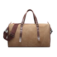 Простая модная мужская холщовая дорожная сумка через плечо, мужская спортивная сумка с удобной ручкой из воловьей кожи, сумка для выходных, сумка DF417