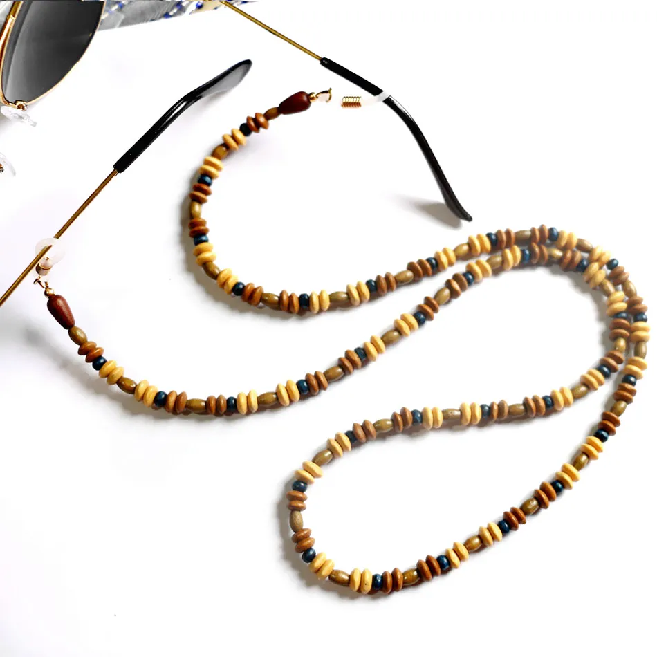2 шт Boho деревянные бусины очки солнцезащитные очки держатель цепи ремешок Ремешок шеи шнур