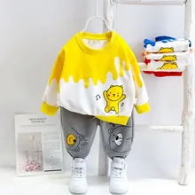

Toddler Boy Clothes 2020 Children's Suit Spring Autumn New Style Cartoon Bear Suit kids Pattern Cartoon Suit