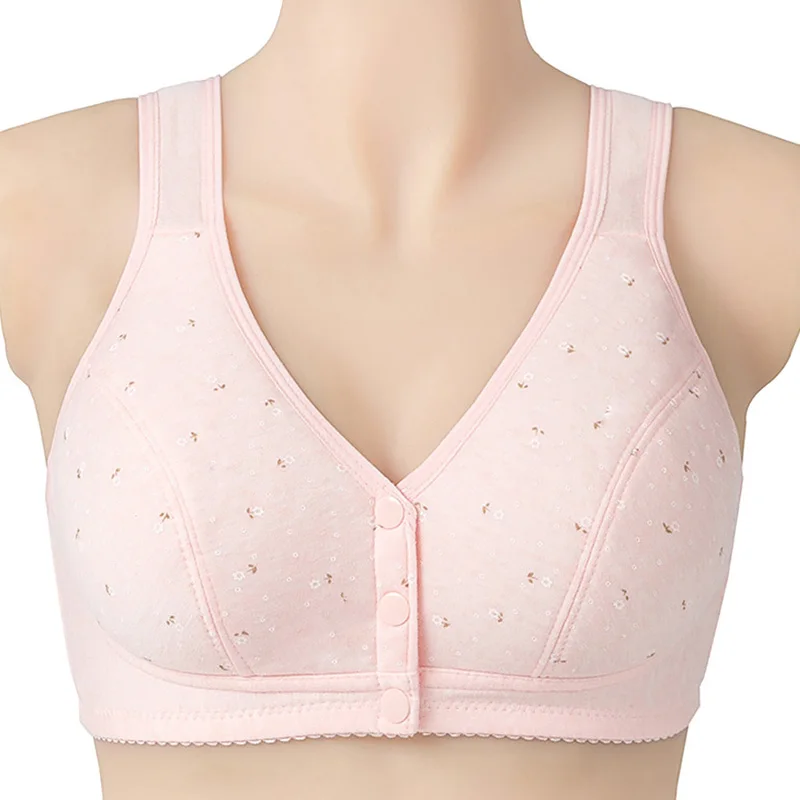 Women Comfortable Cotton Bra Gift For Mom Fashion Soft Bralette Underwear Stretch Plus Size Pink Nude Color Vest Brassiere