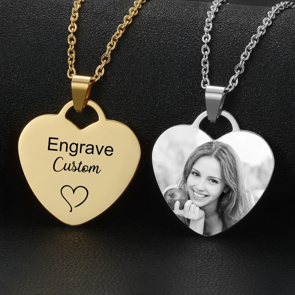 Customized Necklaces Printed Colorful Photo Name Engraved