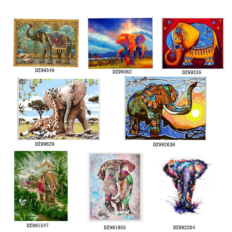 SDOYUNO elephant series diy oil painting by numbers kits acrylic art supplies color number for adults unique gift home decor | Дом и сад