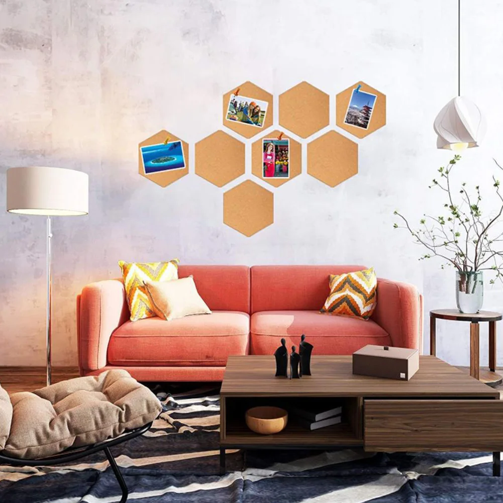 

4Pcs Multifunction Office Cork Board Wall Message Photo Background Frame Self Adhesive Home Hexagon Stickers Drawing Bulletin