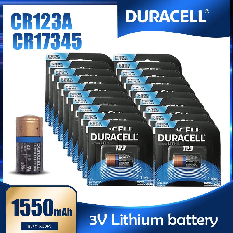 20PCS Original Duracell CR123 CR 123A CR17345 16340 3V 1550mAh Lithium Battery For Camera LED