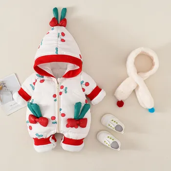 

Newborn Clothes for Babies Autumn and Winter Suit Female Princess Chinese Style Cute One-Piece Suit Warm Baby Winter Fashion