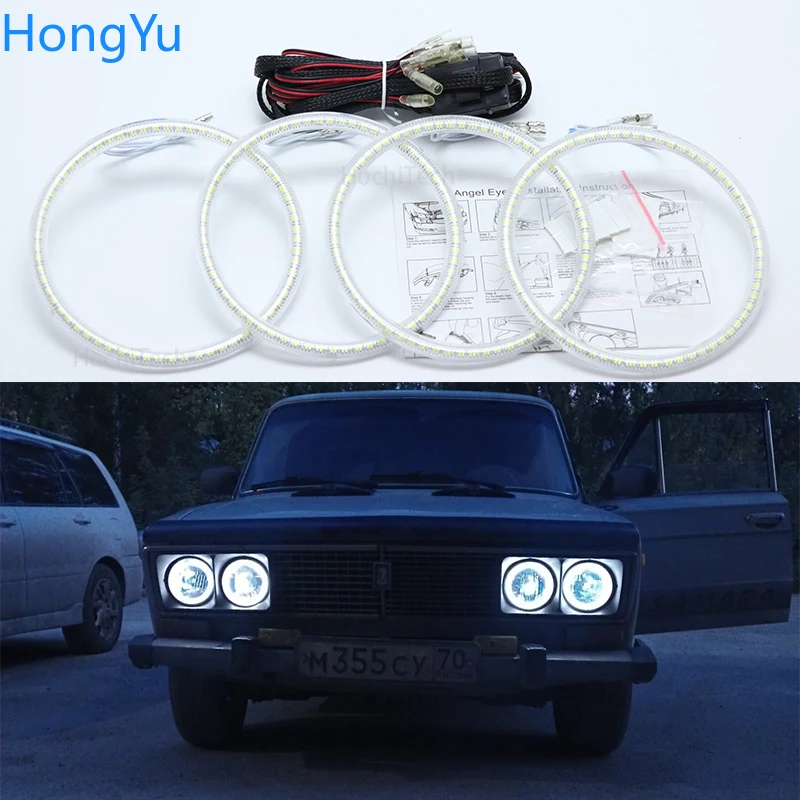 Для Lada ваз 2106 1976 1997 1998 1999 2000 2001 супер яркий белого цвета 3528 SMD комплект светодиодов «глаза ангела» дневные ходовые огни светильник дневные ходовые огни