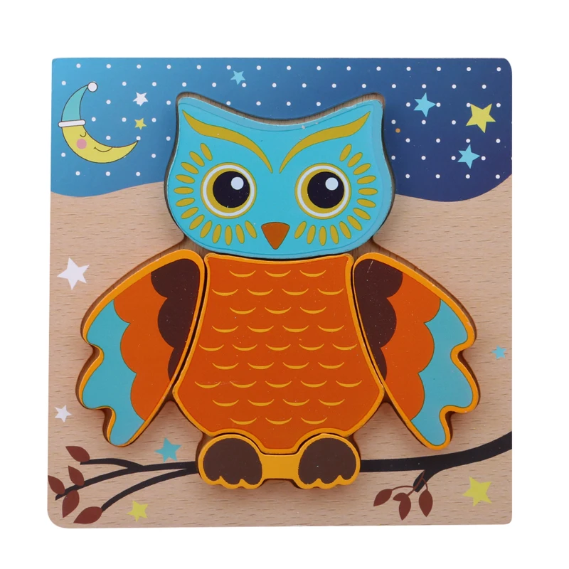 Сова бабочка мультфильм животных детские игрушки-пазлы для детей подарок ребенка Монтессори Обучающие деревянные игрушки - Цвет: owl
