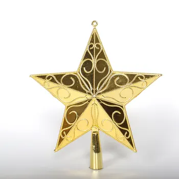 

3D Star Ornament Holiday Party Large Christmas Festival Prop Tree Top Decor Glittery Xmas Golden/Silver Shimmer