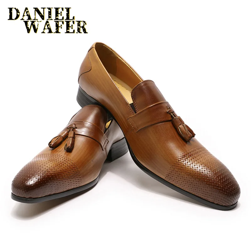 LUXURY MEN'S LOAFERS SHOES ELEGANT DRESS SHOES WEDDING OFFICE LEATHER BLACK BROWN SLIP ON POINTED TASSEL LOAFER MAN CASUAL SHOES LUXURY MEN'S LOAFERS SHOES ELEGANT DRESS SHOES WEDDING OFFICE LEATHER BLACK BROWN SLIP ON POINTED TASSEL LOAFER MAN CASUAL SHOES
