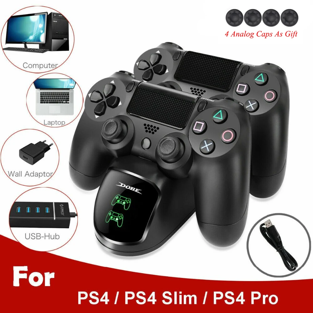 Controller Charger Dock Controller Charging Base Controller Charger PS4 Charger Charging Dock Station Dual USB with LED Indicators Joystick Gamepad Charger for Playstation 4/Slim/Pro Controller