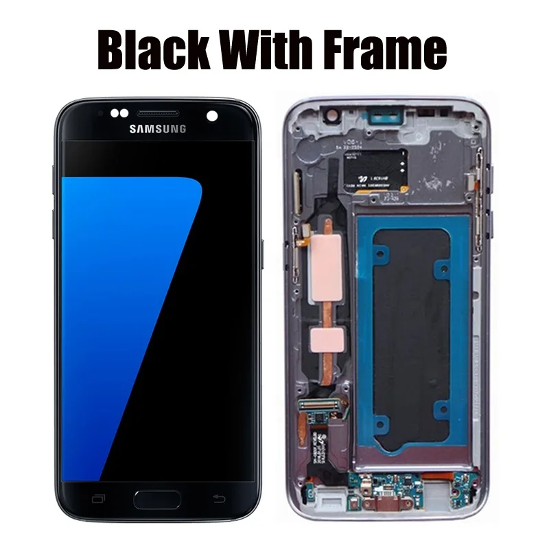 Black With Frame 5,1 дюймов ЖК-дисплей с рамкой для SAMSUNG Galaxy S7 G930 G930F сенсорный экран дигитайзер Замена с сервисным пакетом - Цвет: Black With Frame