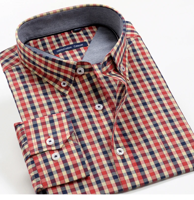 Chemise à carreaux manches longues en tissu pour Homme