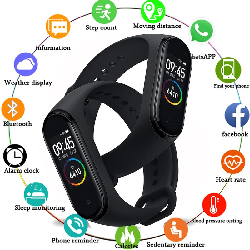 

M4 Smart Bracelet Color Screen Sport Fitness Bracelet Blood Pressure Oxygen Activity Tracker
