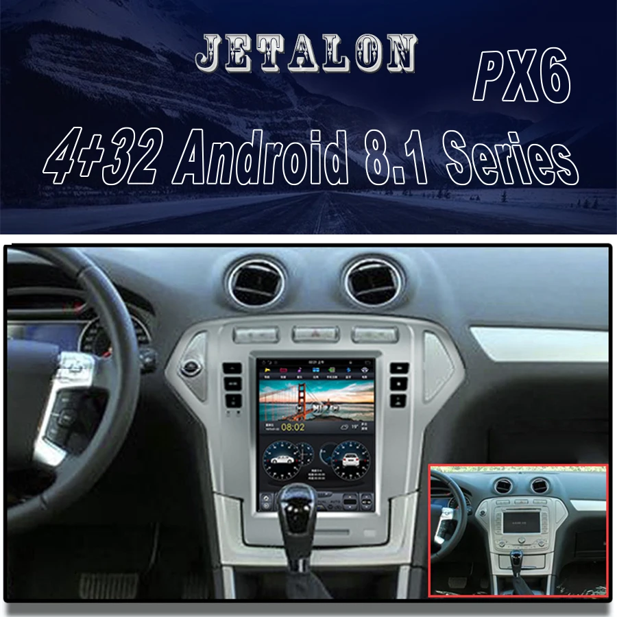 10," вертикальный экран радио плеер для Ford Mondeo 2007-2010 серебро gps bluetooth навигация шесть ядер Android 8,1 Автомобильный мультимедийный