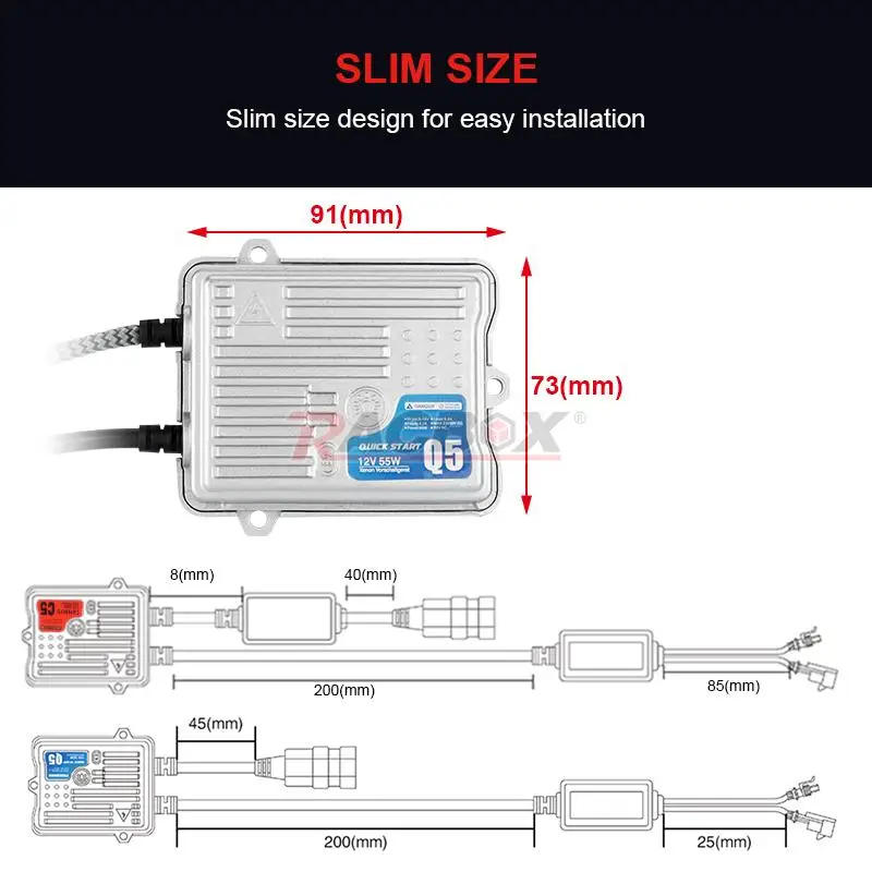 55W Canbus Fast Start Ignition Block Ballast Retrofit Conversion Kit HID Xenon Bulb 12V H1 H3 H7 H11 HB3 HB4 4300K 6000K 8000K rear fog lights