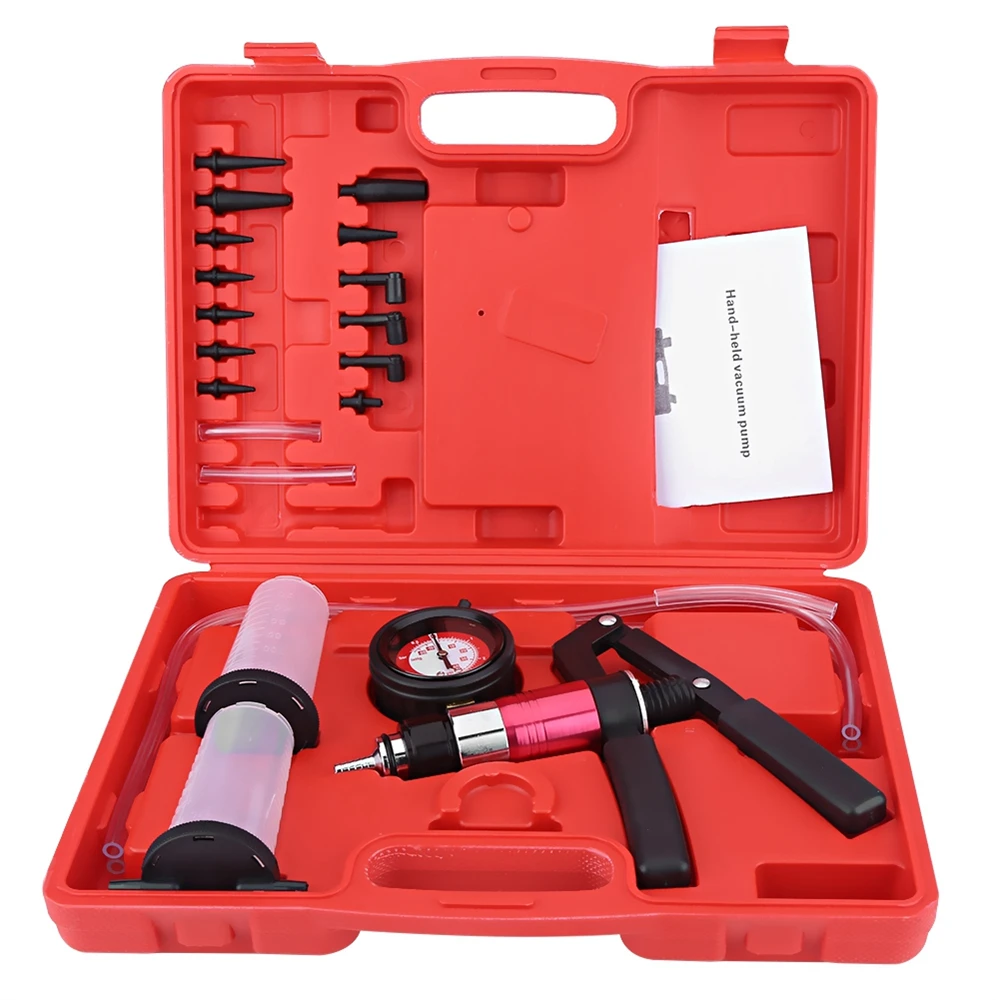 Auto Hand Held Vacuum Pump Pressure Tester Kit Brake Bleeder Test Tool