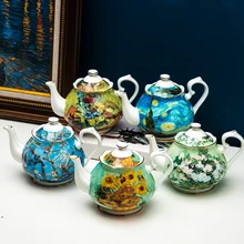 

Vincent Van Gogh Famous Painting Fine Bone China Ceramic 1000ml Coffee Pot & Tea Pot