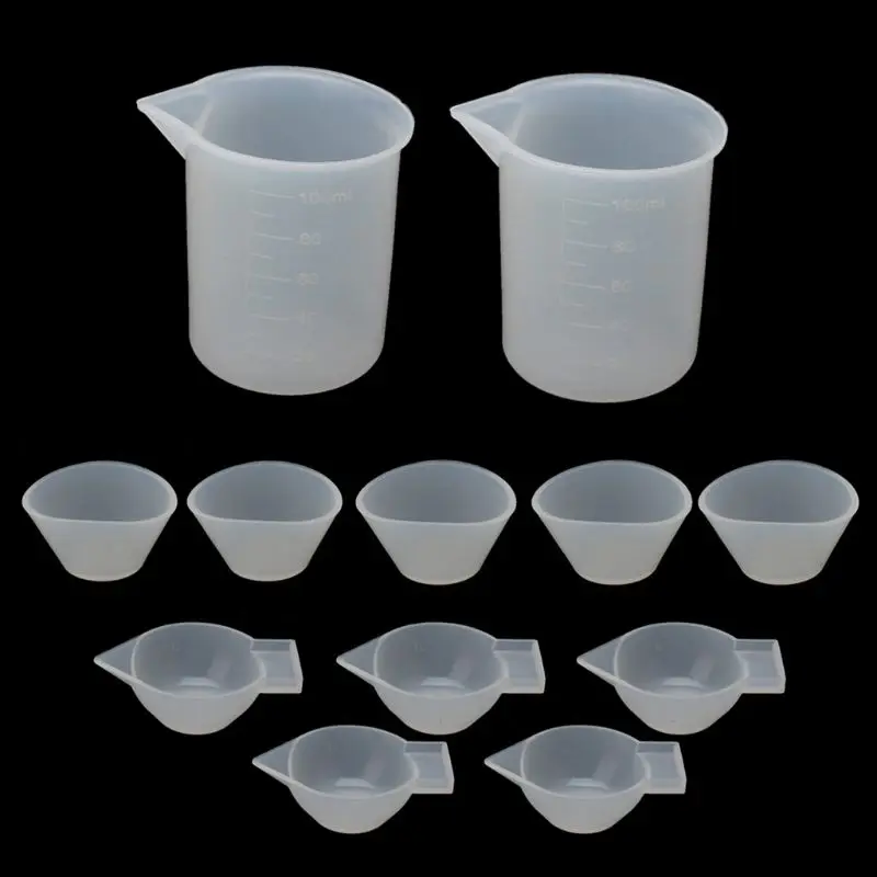 

12Pcs Silicone Mixing Measuring Cups UV Resin Mold DIY Casting Jewelry Tool Kit Epoxy Resin