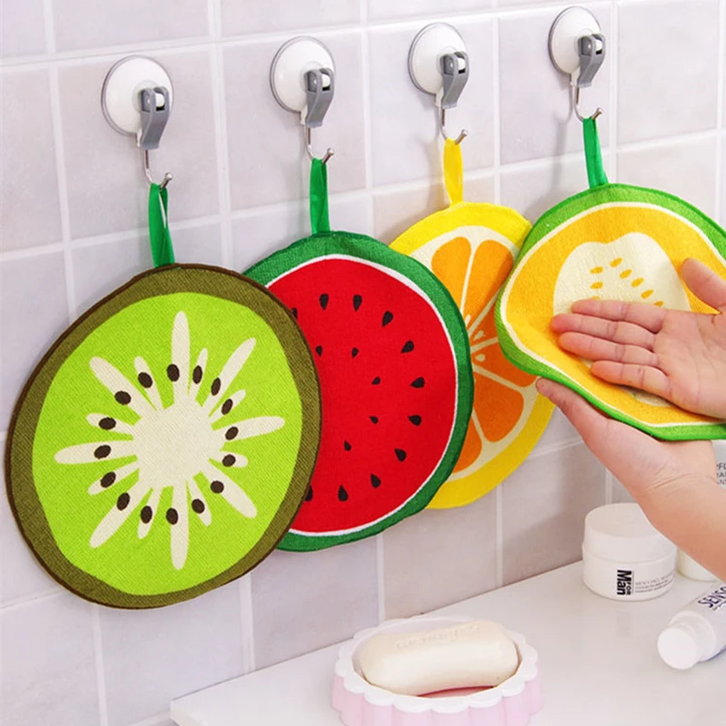 1PCS Hanging Kitchen Absorbent Wipes Hand Towels Bathroom Quick-drying Cute Fruit Printed Dish Cloths Napkins Cleaning | Дом и сад
