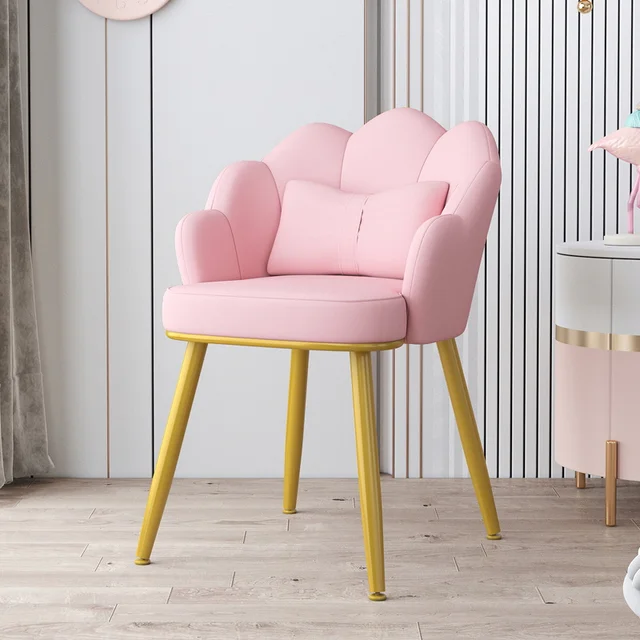Light Luxury Dinning Chair Bedroom Backrest Fabric Living Room Makeup Chair Golden Foot Bedroom Chairs For Home Decoration As Picture