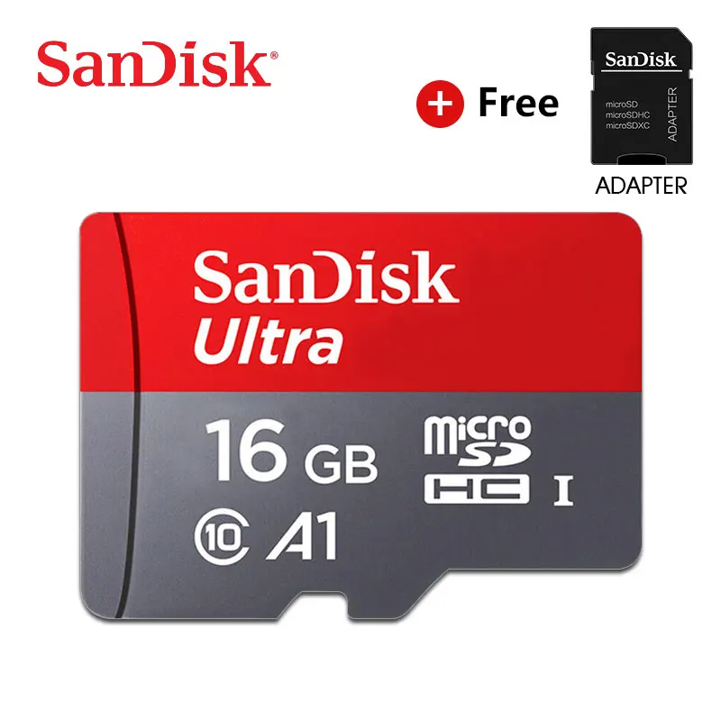 Двойной флеш-накопитель SanDisk Micro SD карты A1 16 Гб оперативной памяти, 32 Гб встроенной памяти, 64 ГБ 128 ГБ до 100 МБ/с. карты памяти SDHC/SDXC Новое поступление Uitra C10 слот для карт памяти - Емкость: 16 ГБ