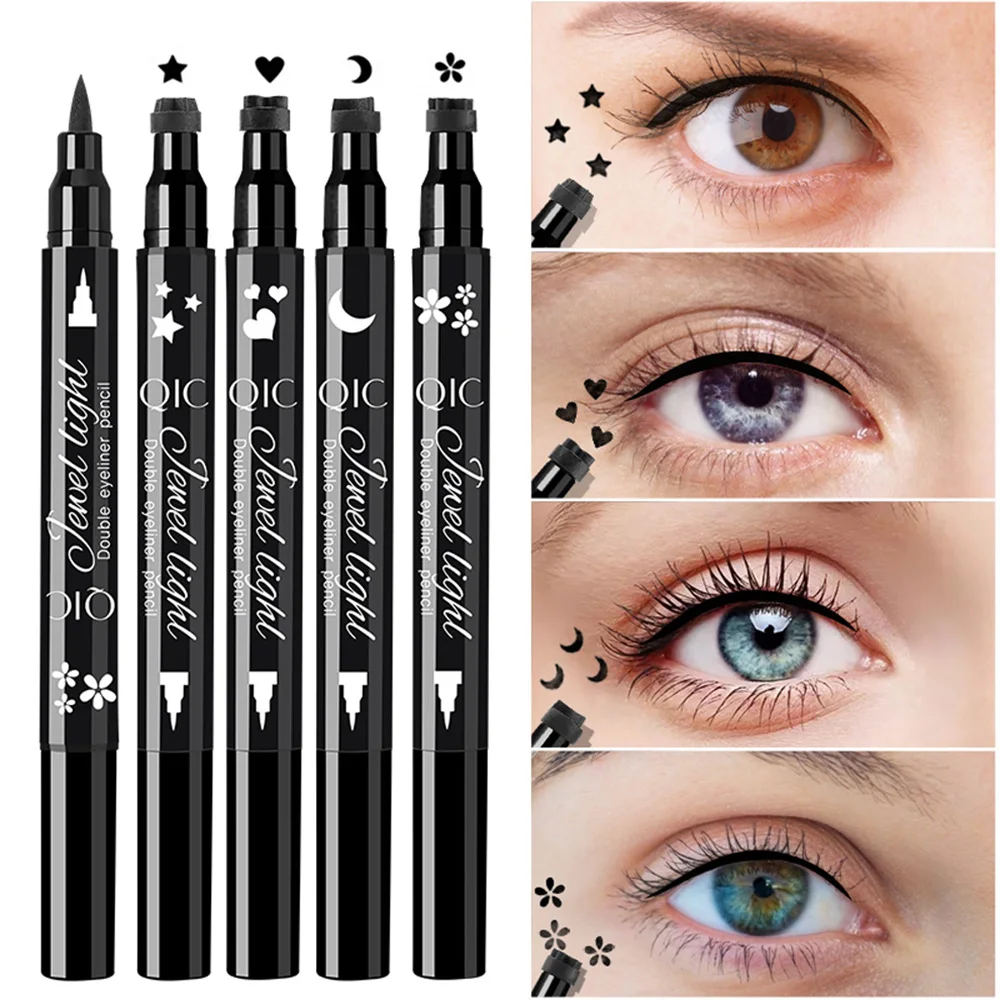 

Classic 2-in-1 Double-head 3D Liquid Eyeliner Waterproof Quick Drying Star Moon Flower Heart Stamps Shape Eye Makeup Cosmetics