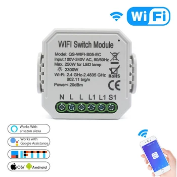 

Tuya Remote Control Wifi Power Meter Switch Module Concealed Wireless Relay Switch Consumption Monitor Measurement For SmartHome