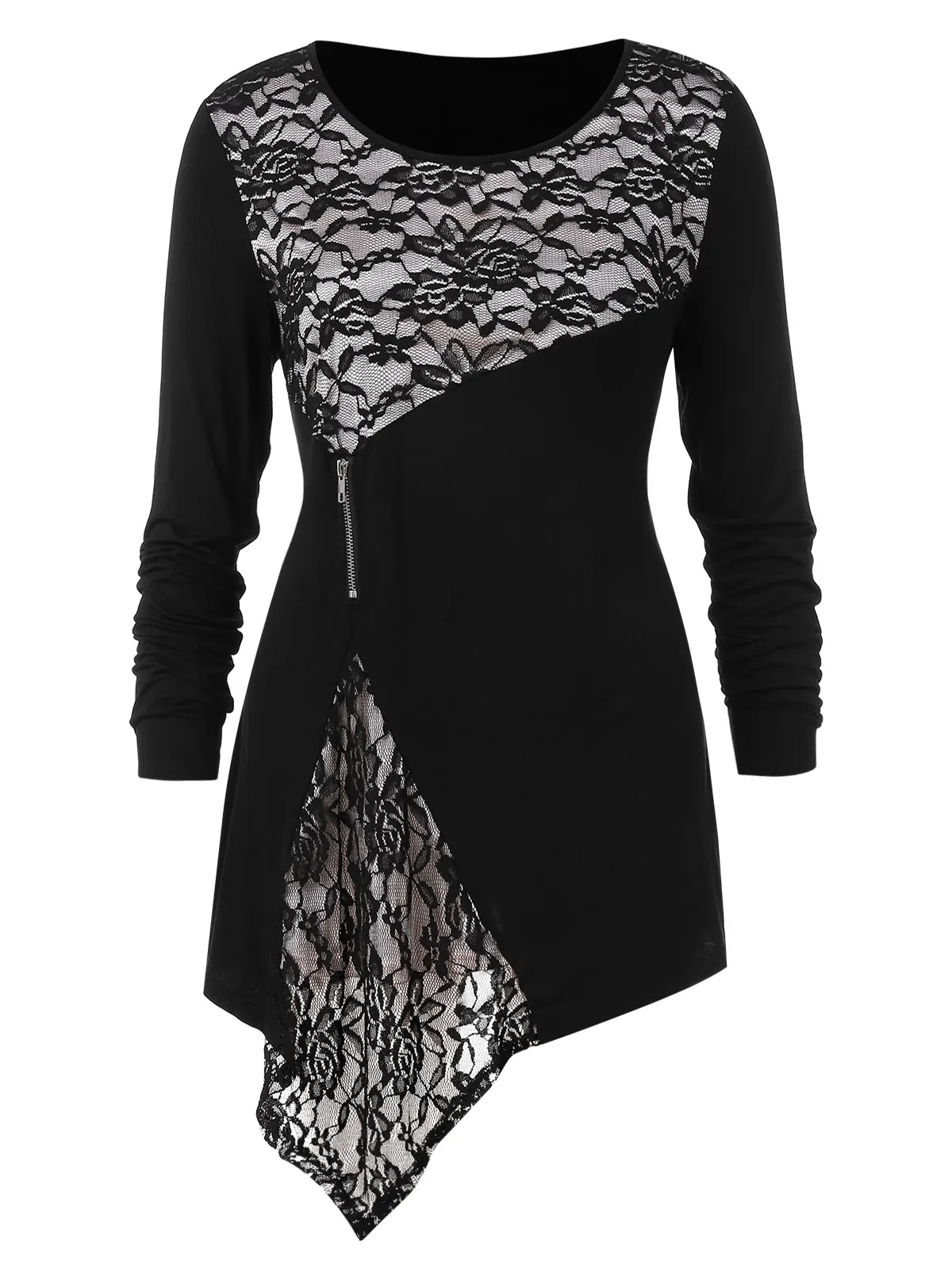 Lace Long Sleeve Square Neckl Tops 