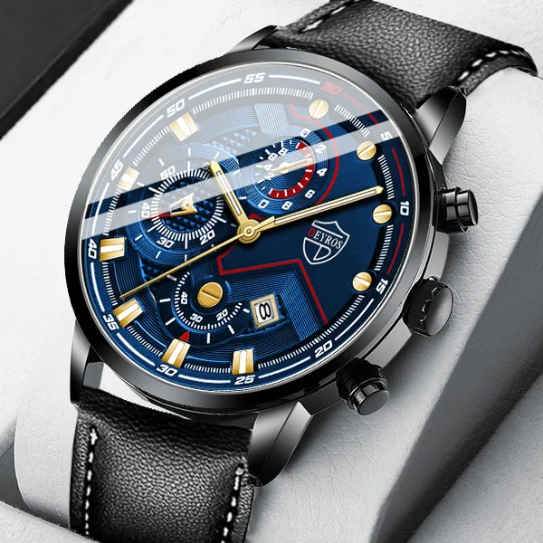 

DEYROS Fashion Men's Luminous Watches High Quality Leather Calendar Casual Sports Quartz Men Watch Montre Homme Drop Shipping