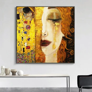

Art Gustav Klimt Golden Tears And Kiss Canvas Paintings Wall Art Printed Pictures Famous Painting Classical Art Decor