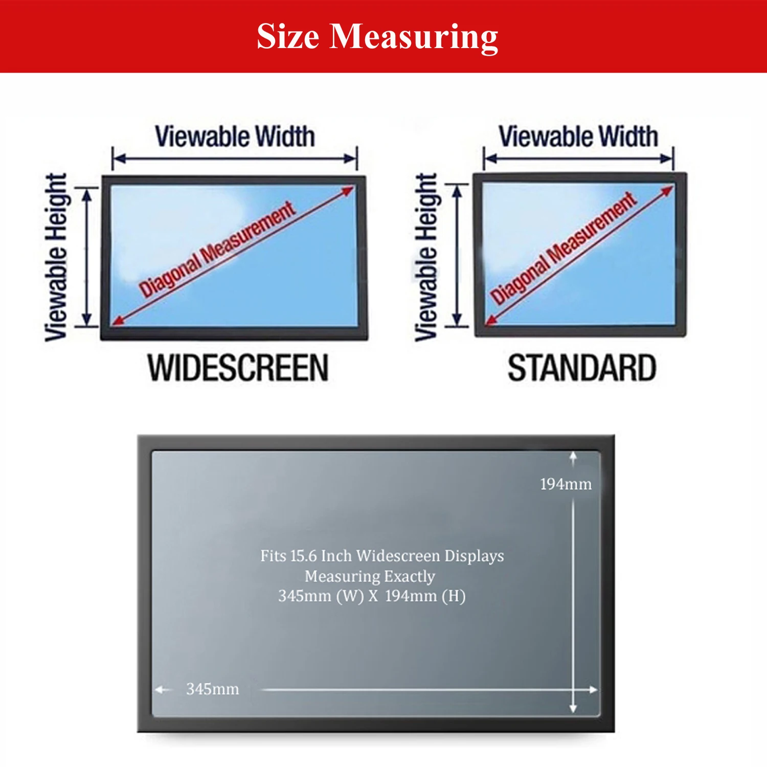 15.6 inch Anti-Glare Laptop Privacy Filter Screen Protector Film for Computer Monitor Widescreen 16:9 Aspect Ratio